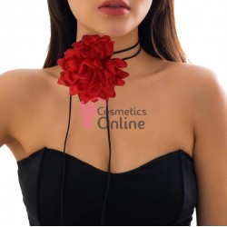 Floare cu snur pentru decor gat sau mana PRL51DD Rosie